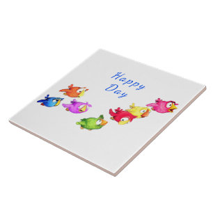Flying Birds Ceramic Tile - Custom Text