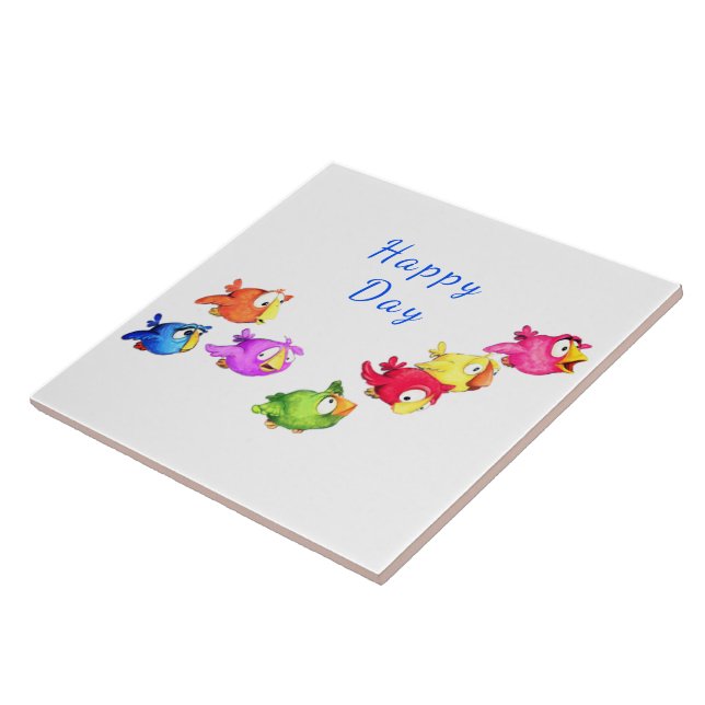 Flying Birds Ceramic Tile - Custom Text (Side)