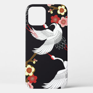 Flying Birds: Crane Heron Japanese. iPhone 12 Case