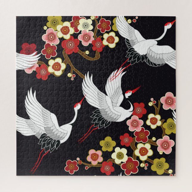 Flying Birds: Crane Heron Japanese. Jigsaw Puzzle (Vertical)