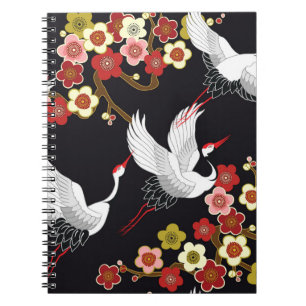 Flying Birds: Crane Heron Japanese. Notebook