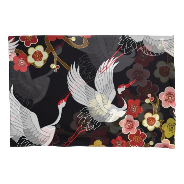 Flying Birds: Crane Heron Japanese. Pillowcase (Front)
