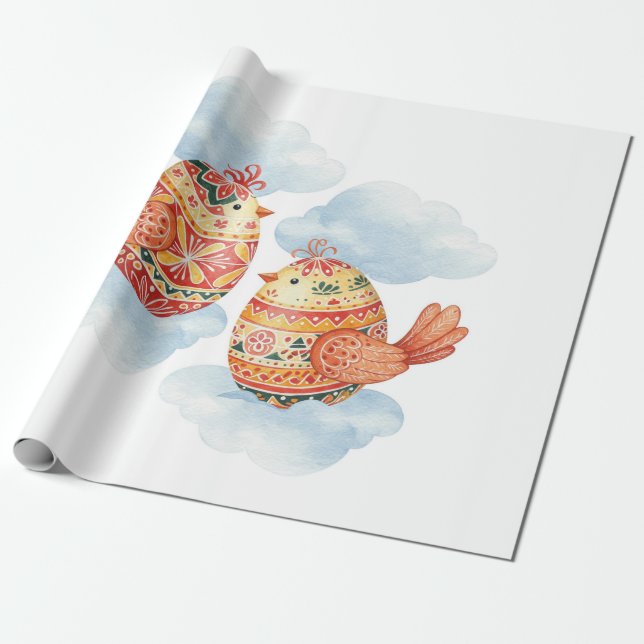 Flying birds Easter Wrapping Paper (Unrolled)