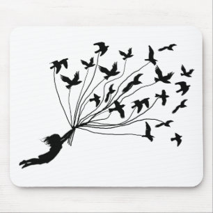 Flying Birds on Strings Mouse Pad
