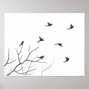 Flying Birds Silhouette Fine Art Print