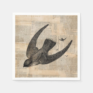 Flying Birds Vintage Bird Art Napkin