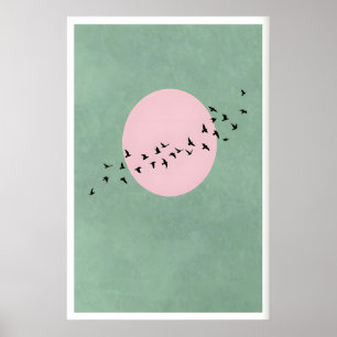 Flying Birds Wall Art - Minimal Silhouettes with P