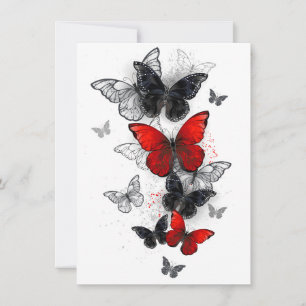 Flying Black and Red Morpho Butterflies