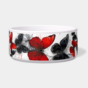 Flying Black and Red Morpho Butterflies