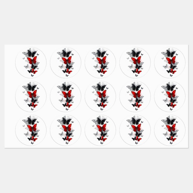 Flying Black and Red Morpho Butterflies (Sheet)