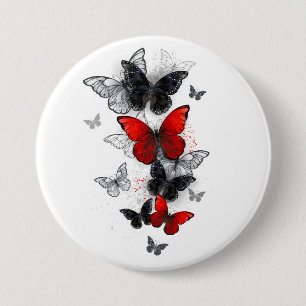 Flying Black and Red Morpho Butterflies 7.5 Cm Round Badge