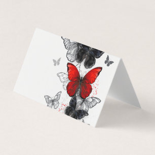 Flying Black and Red Morpho Butterflies Business Card