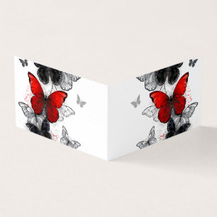 Flying Black and Red Morpho Butterflies Business Card