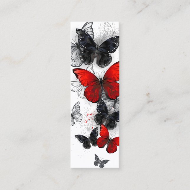 Flying Black and Red Morpho Butterflies Calling Card (Front)