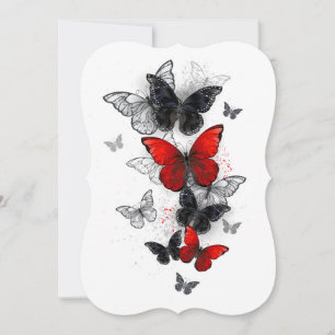 Flying Black and Red Morpho Butterflies Card