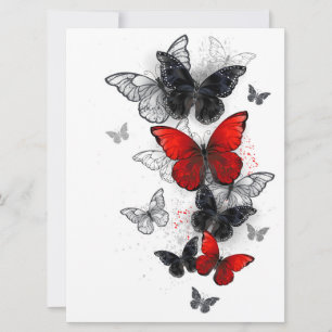 Flying Black and Red Morpho Butterflies Card