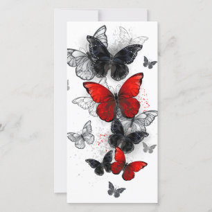 Flying Black and Red Morpho Butterflies Card