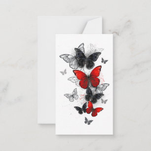 Flying Black and Red Morpho Butterflies Card