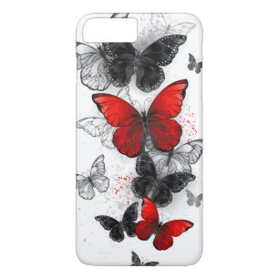Flying Black and Red Morpho Butterflies iPhone 8 Plus/7 Plus Case