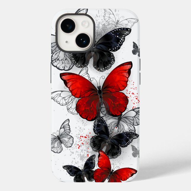 Flying Black and Red Morpho Butterflies Case-Mate iPhone Case (Back)