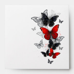 Flying Black and Red Morpho Butterflies Envelope