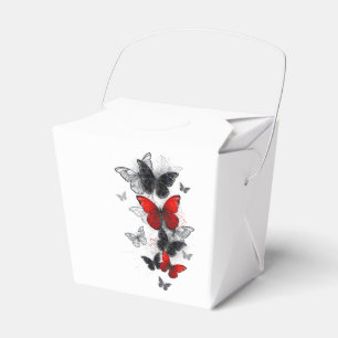 Flying Black and Red Morpho Butterflies Favour Box