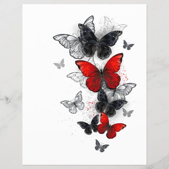 Flying Black and Red Morpho Butterflies Flyer (Front)