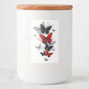 Flying Black and Red Morpho Butterflies Food Label