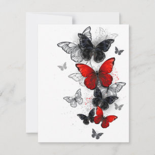 Flying Black and Red Morpho Butterflies Holiday Card
