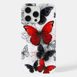 Flying Black and Red Morpho Butterflies iPhone 15 Pro Max Case