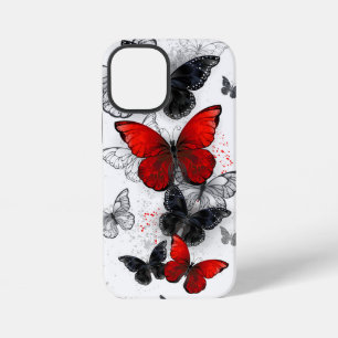 Flying Black and Red Morpho Butterflies iPhone 12 Mini Case