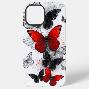 Flying Black and Red Morpho Butterflies iPhone 12 Pro Max Case