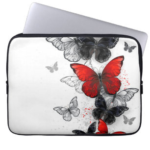 Flying Black and Red Morpho Butterflies Laptop Sleeve