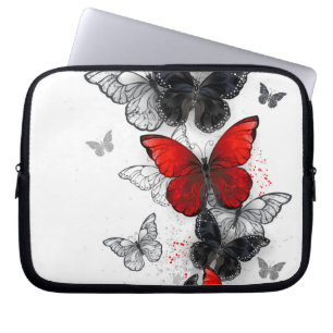 Flying Black and Red Morpho Butterflies Laptop Sleeve