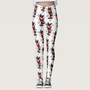 Flying Black and Red Morpho Butterflies Leggings