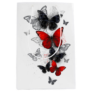 Flying Black and Red Morpho Butterflies Medium Gift Bag