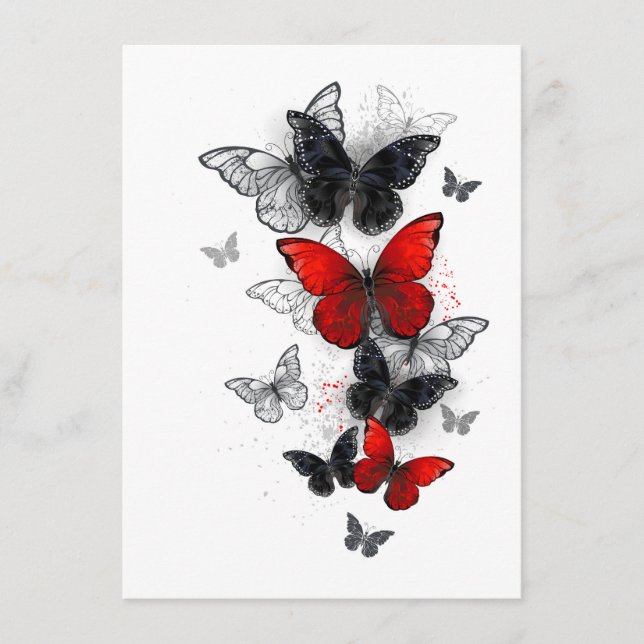 Flying Black and Red Morpho Butterflies Menu (Front)