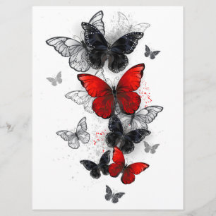 Flying Black and Red Morpho Butterflies Menu