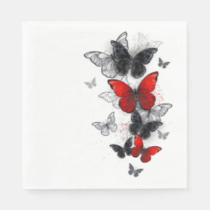 Flying Black and Red Morpho Butterflies Napkin