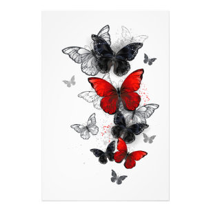 Flying Black and Red Morpho Butterflies Photo Print