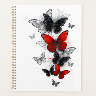 Flying Black and Red Morpho Butterflies Planner
