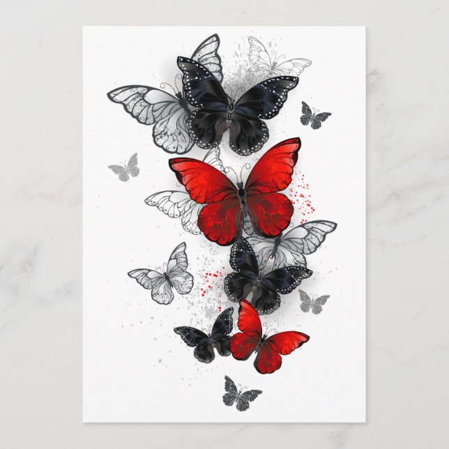 Flying Black and Red Morpho Butterflies Program (Front)