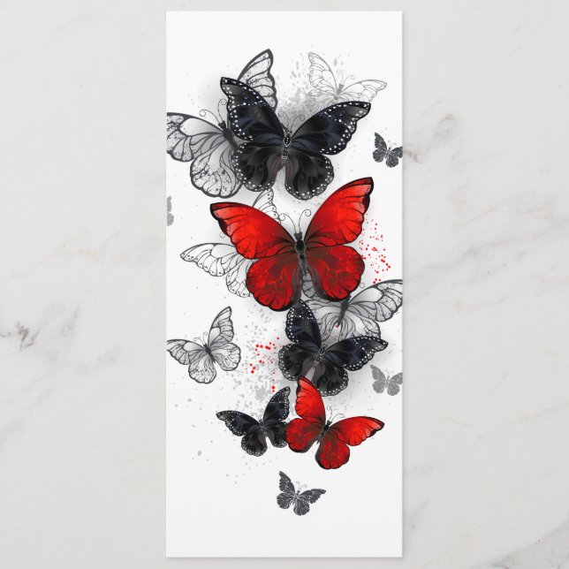 Flying Black and Red Morpho Butterflies Program (Front)