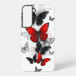 Flying Black and Red Morpho Butterflies Samsung Galaxy Case