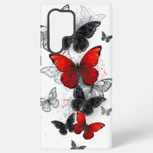 Flying Black and Red Morpho Butterflies Samsung Galaxy Case