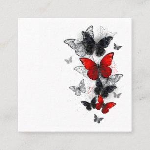 Flying Black and Red Morpho Butterflies Square Business Card