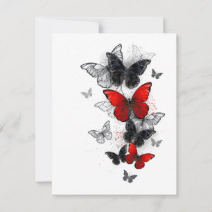 Flying Black and Red Morpho Butterflies Thank You Card