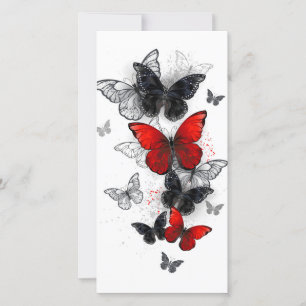 Flying Black and Red Morpho Butterflies Thank You Card