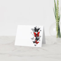 Flying Black and Red Morpho Butterflies