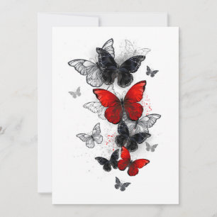 Flying Black and Red Morpho Butterflies Thank You Card